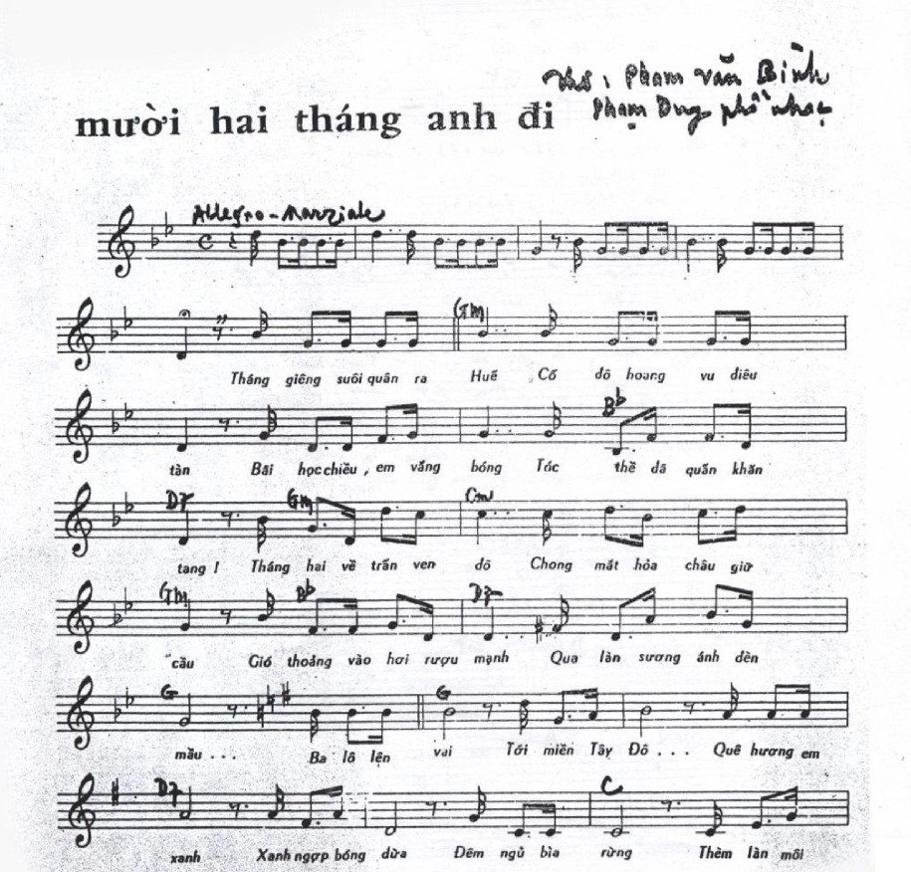 Sheet nhạc Mười Hai Tháng Anh Đi